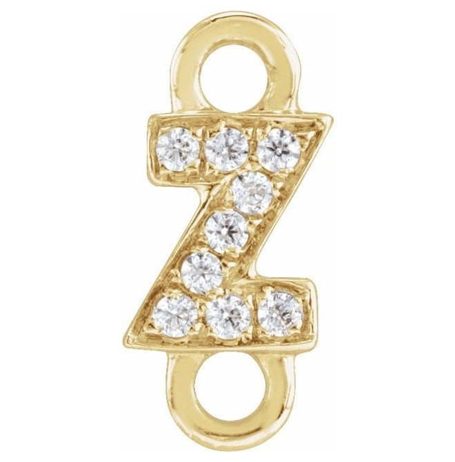 14K Yellow Or White Or Rose Gold  Petite Pave Round .75 Mm I1, G-H :: 0.03 Ctw Polished Natural Diamond Initial A Link