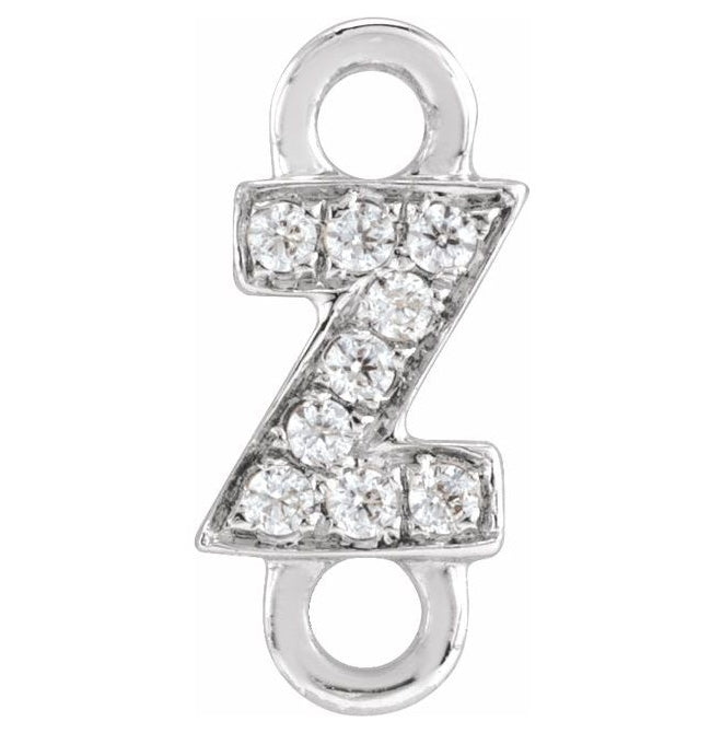 14K Yellow Or White Or Rose Gold  Petite Pave Round .75 Mm I1, G-H :: 0.03 Ctw Polished Natural Diamond Initial A Link