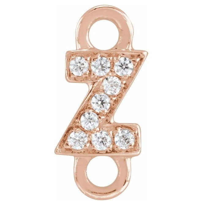 14K Yellow Or White Or Rose Gold  Petite Pave Round .75 Mm I1, G-H :: 0.03 Ctw Polished Natural Diamond Initial A Link