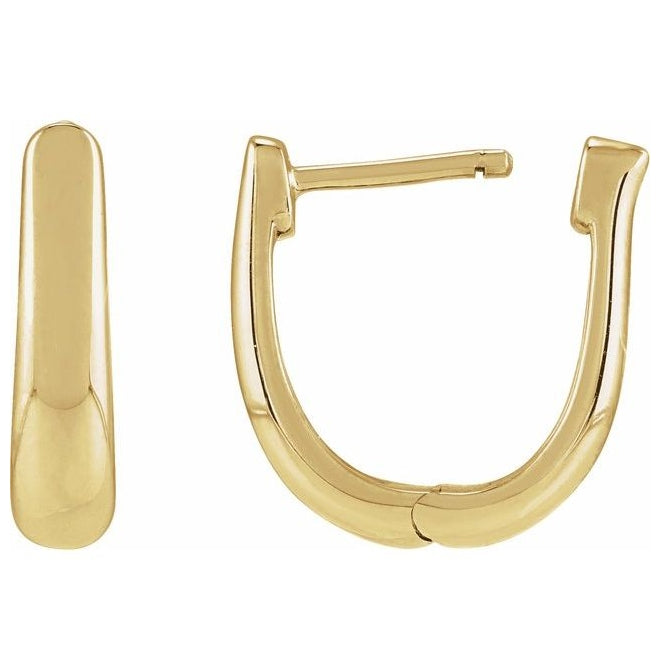 14K Yellow Gold 15 Mm 4 Mm Pair Hinged Polished Hinged Hoop Earrings