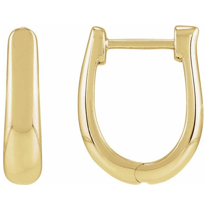 14K Yellow Gold 15 Mm 4 Mm Pair Hinged Polished Hinged Hoop Earrings