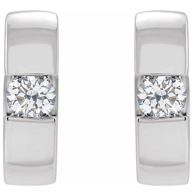 14K Yellow Or White Gold Round 9.8 Mm x 3.3 Mm 2.5Mm  Si1-Si2, G-H Pair Hinged Polished 1/8 Ctw Lab-Grown Diamond Huggie Hoop Earrings