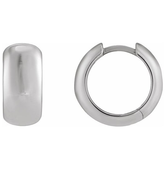 14K Yellow Or White Gold Or Sterling Silver 15 Mm x 6.8 Mm Pair Hinged Polished Hinged Earrings