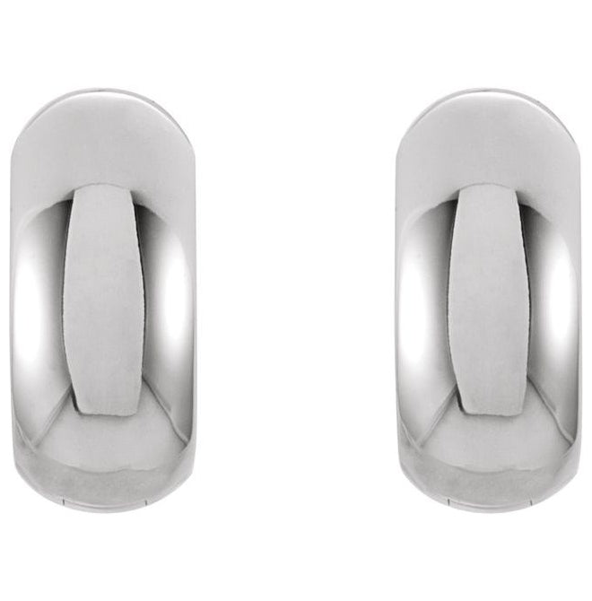 14K White Gold 12.7 Mm x 5.5 Mm Pair Hinged Polished Hinged Hoop Earrings