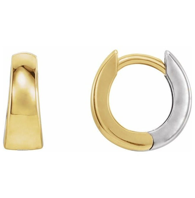 14K Yellow/White Gold Hinged 10.25 mm Hoop Earring