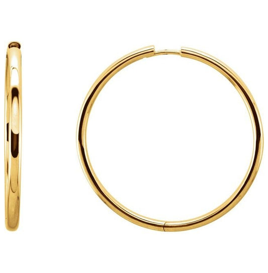 14K Yellow Or White Gold Each Hinged Polished Hinged Hoop Earring