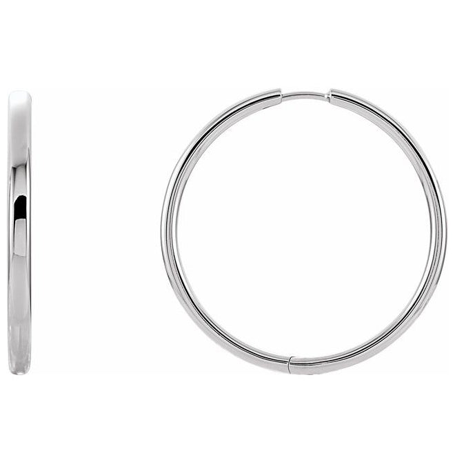 14K Yellow Or White Gold Each Hinged Polished Hinged Hoop Earring