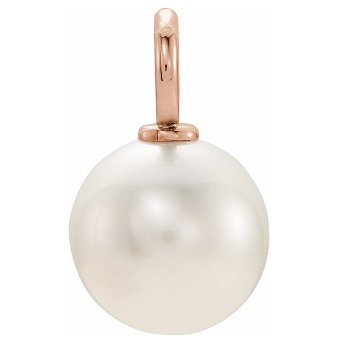 14K Rose Gold 13.2 X 6 Mm Polished Cultured White Freshwater Pearl Pendant