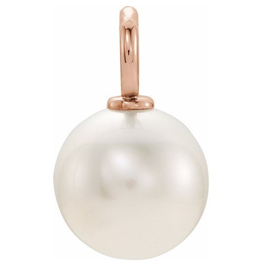14K Rose Gold 13.2 X 6 Mm Polished Cultured White Freshwater Pearl Pendant