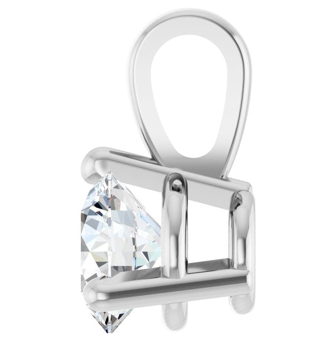 14K White Gold Round I1, G-H Polished Natural Diamond Solitaire 3-Prong Pendant
