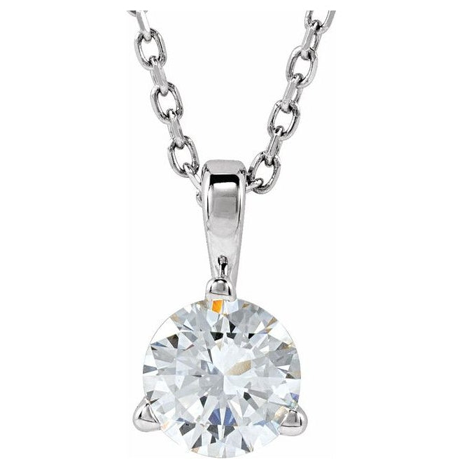 14K Yellow Or White Gold Round Si1-Si2, G-H 18 In Polished Lab-Grown Diamond Solitaire 3-Prong Necklace
