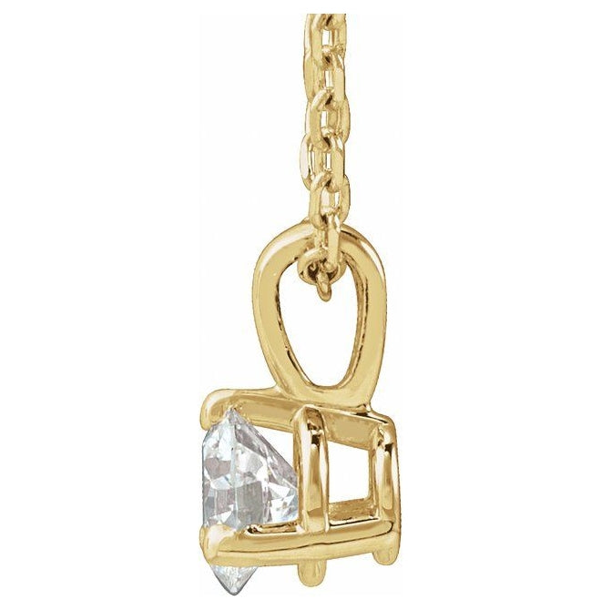 14K Yellow Or White Gold Round Si1-Si2, G-H 18 In Polished Lab-Grown Diamond Solitaire 3-Prong Necklace