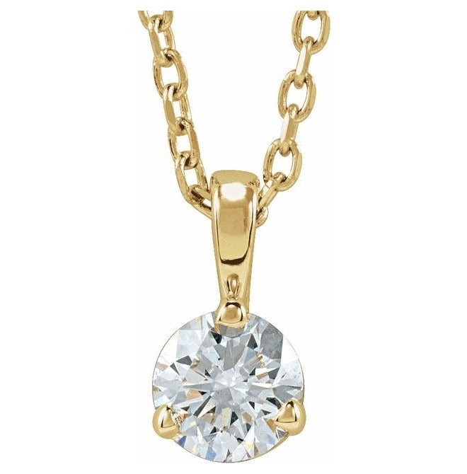 14K Yellow Or White Gold Round Si1-Si2, G-H 18 In Polished Lab-Grown Diamond Solitaire 3-Prong Necklace