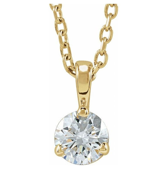 14K Yellow Or White Gold Round Si1-Si2, G-H 18 In Polished Lab-Grown Diamond Solitaire 3-Prong Necklace