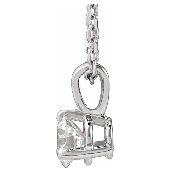 14K Yellow Or White Gold Round Si1-Si2, G-H 18 In Polished Lab-Grown Diamond Solitaire 3-Prong Necklace