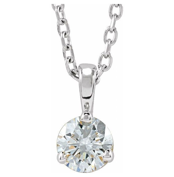 14K Yellow Or White Gold Round Si1-Si2, G-H 18 In Polished Lab-Grown Diamond Solitaire 3-Prong Necklace