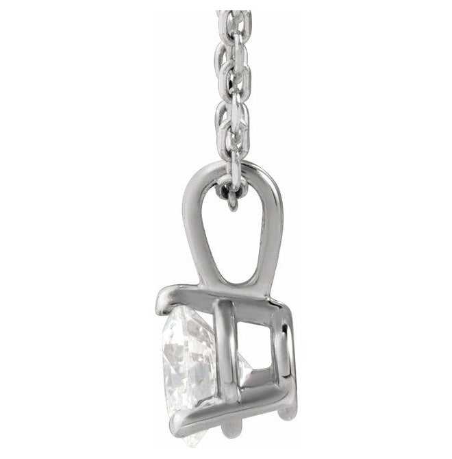 14K Yellow Or White Gold Round Si1-Si2, G-H 18 In Polished Lab-Grown Diamond Solitaire 3-Prong Necklace