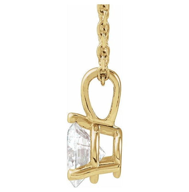 14K Yellow Or White Gold Round Si1-Si2, G-H 18 In Polished Lab-Grown Diamond Solitaire 3-Prong Necklace