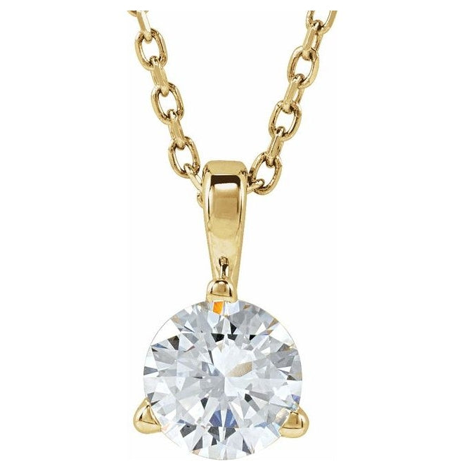 14K Yellow Or White Gold Round Si1-Si2, G-H 18 In Polished Lab-Grown Diamond Solitaire 3-Prong Necklace