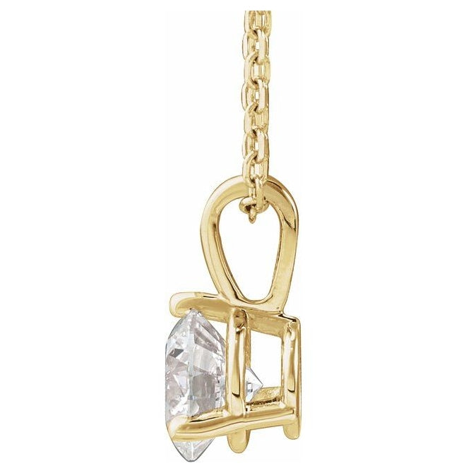 14K Yellow Or White Gold Round Si1-Si2, G-H 18 In Polished Lab-Grown Diamond Solitaire 3-Prong Necklace