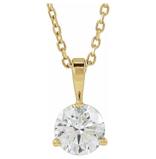 14K Yellow Or White Gold Round Si1-Si2, G-H 18 In Polished Lab-Grown Diamond Solitaire 3-Prong Necklace