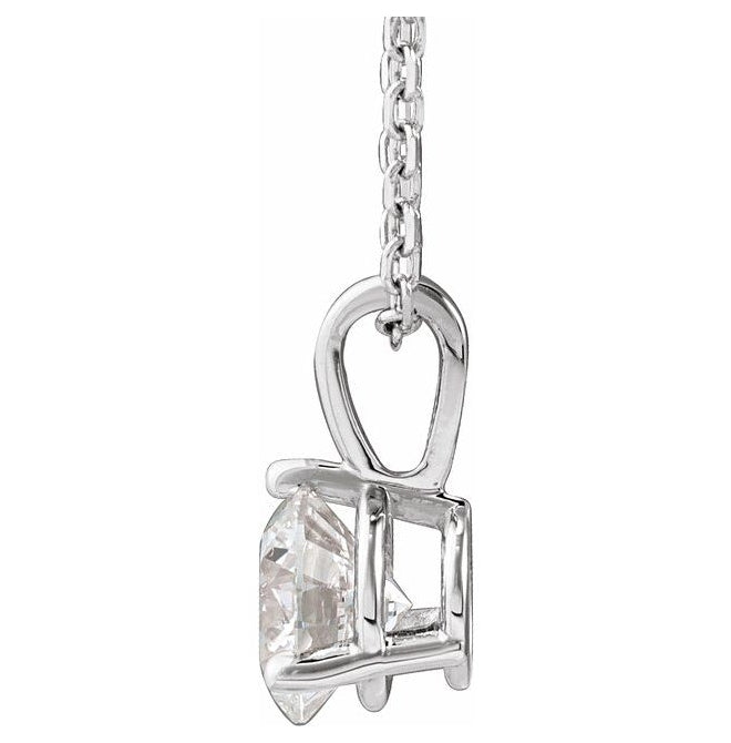 14K Yellow Or White Gold Round Si1-Si2, G-H 18 In Polished Lab-Grown Diamond Solitaire 3-Prong Necklace