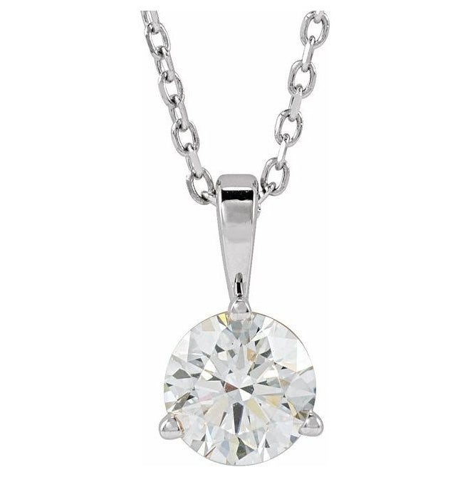 14K Yellow Or White Gold Round Si1-Si2, G-H 18 In Polished Lab-Grown Diamond Solitaire 3-Prong Necklace