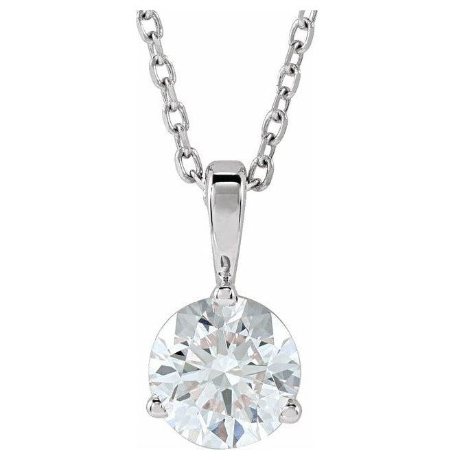14K Yellow Or White Gold Round Si1-Si2, G-H 18 In Polished Lab-Grown Diamond Solitaire 3-Prong Necklace