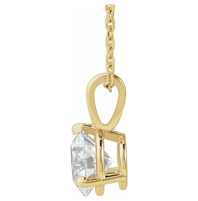 14K Yellow Or White Gold Round Si1-Si2, G-H 18 In Polished Lab-Grown Diamond Solitaire 3-Prong Necklace