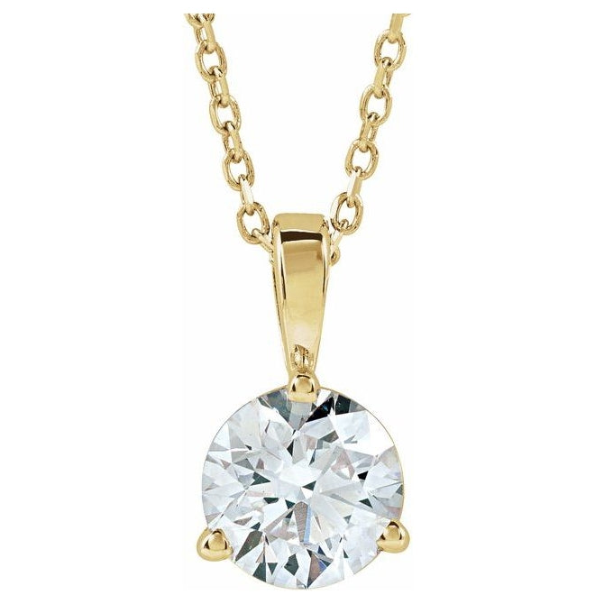 14K Yellow Or White Gold Round Si1-Si2, G-H 18 In Polished Lab-Grown Diamond Solitaire 3-Prong Necklace