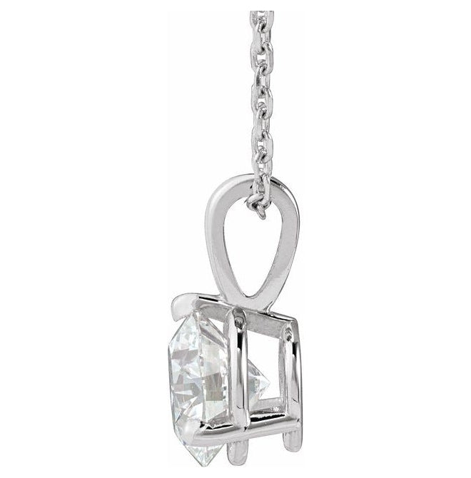 14K Yellow Or White Gold Round Si1-Si2, G-H 18 In Polished Lab-Grown Diamond Solitaire 3-Prong Necklace