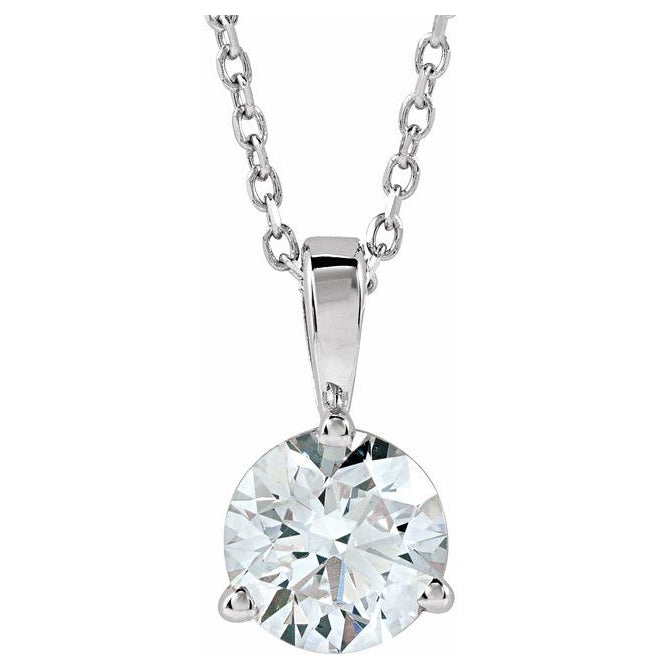 14K Yellow Or White Gold Round Si1-Si2, G-H 18 In Polished Lab-Grown Diamond Solitaire 3-Prong Necklace