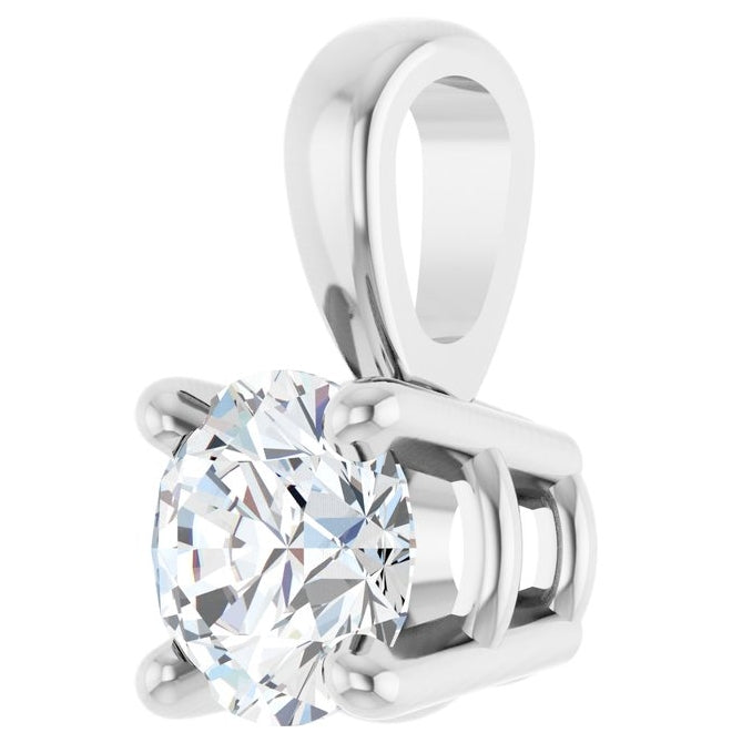 14K Yellow Or White Gold Round  I1, G-H Polished Natural Diamond Solitaire 4-Prong Pendant