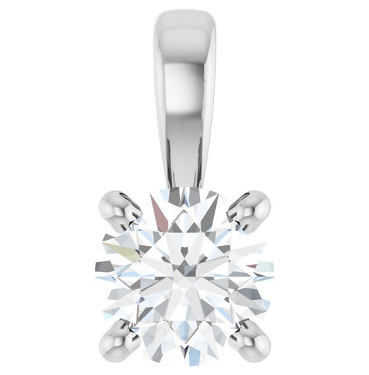 14K Yellow Or White Gold Round  I1, G-H Polished Natural Diamond Solitaire 4-Prong Pendant