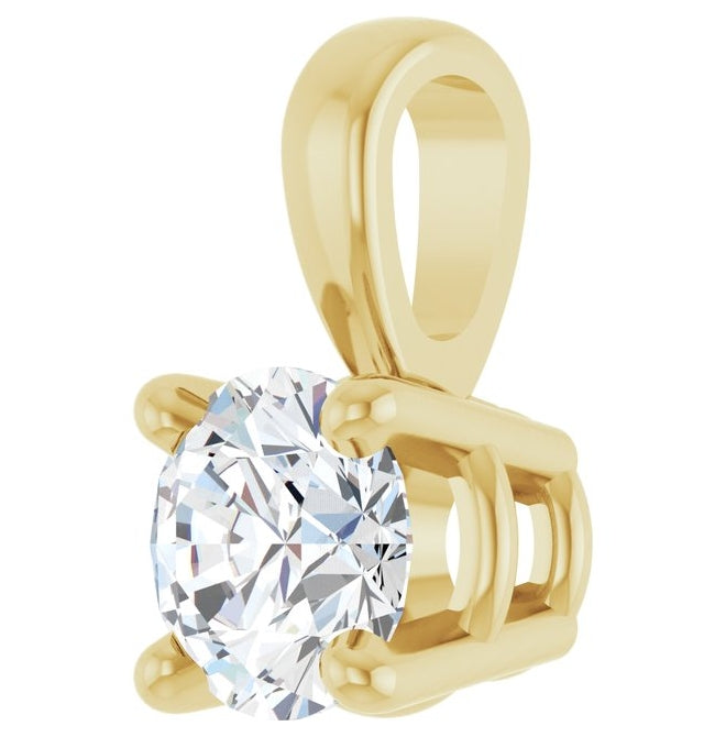 14K Yellow Or White Gold Round  Vs, F-G Polished Lab-Grown Diamond 4-Prong Solitaire Pendant