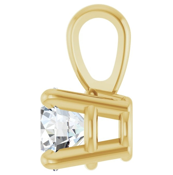 14K Yellow Or White Gold Round  I1, G-H Polished Natural Diamond Solitaire 4-Prong Pendant