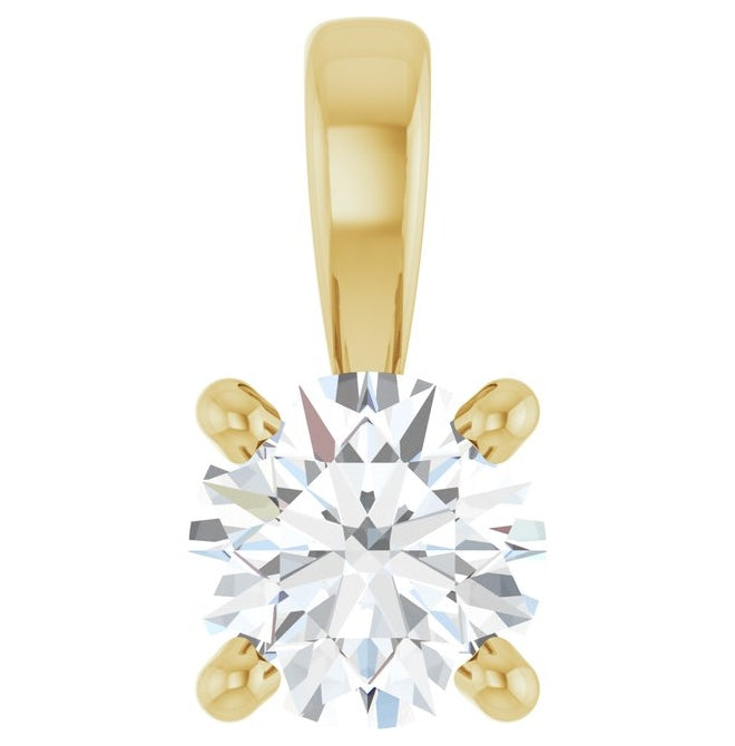 14K Yellow Or White Gold Round  I1, G-H Polished Natural Diamond Solitaire 4-Prong Pendant