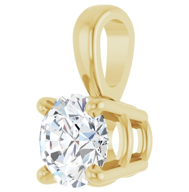 14K Yellow Or White Gold Round  I1, G-H Polished Natural Diamond Solitaire 4-Prong Pendant