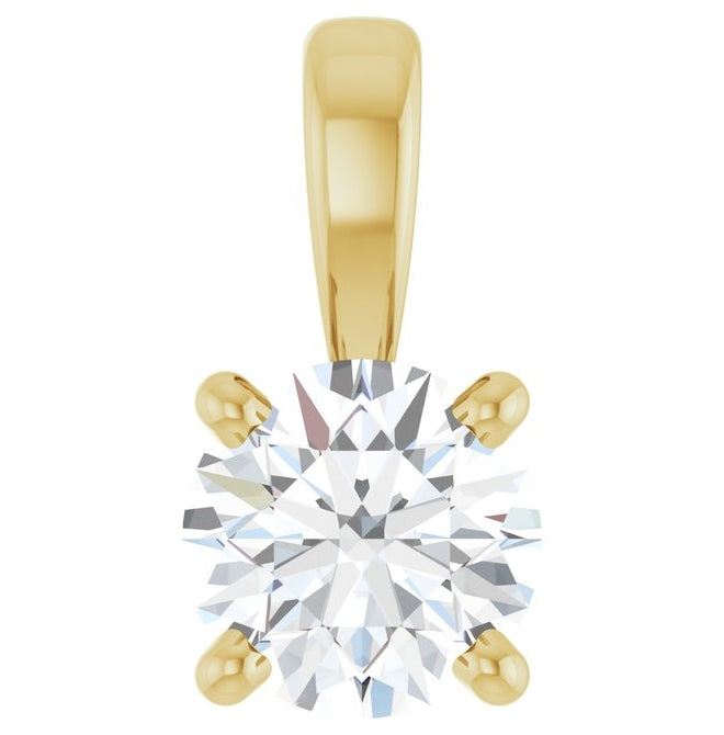 14K Yellow Or White Gold Round  I1, G-H Polished Natural Diamond Solitaire 4-Prong Pendant