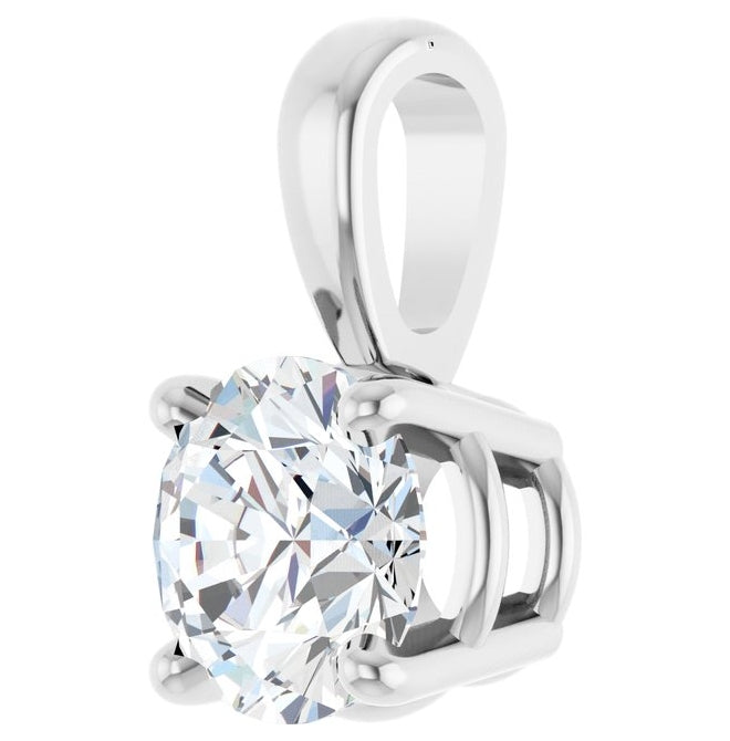 14K Yellow Or White Gold Round  I1, G-H Polished Natural Diamond Solitaire 4-Prong Pendant