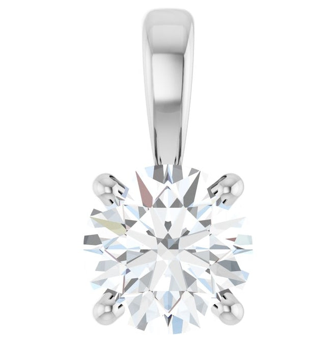 14K Yellow Or White Gold Round  I1, G-H Polished Natural Diamond Solitaire 4-Prong Pendant