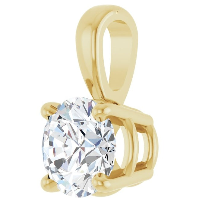 14K Yellow Or White Gold Round  I1, G-H Polished Natural Diamond Solitaire 4-Prong Pendant
