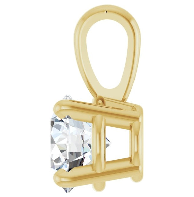 14K Yellow Or White Gold Round  I1, G-H Polished Natural Diamond Solitaire 4-Prong Pendant