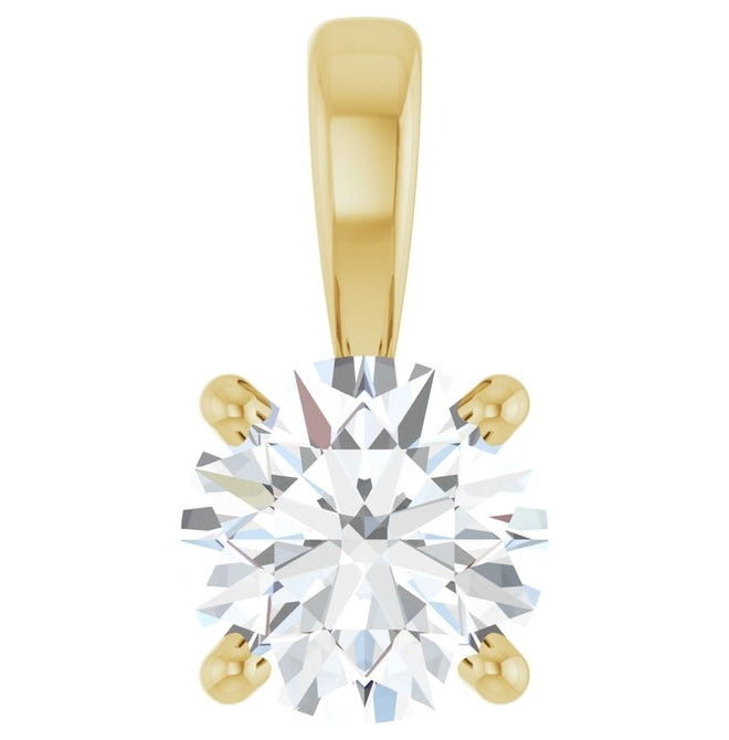 14K Yellow Or White Gold Round  I1, G-H Polished Natural Diamond Solitaire 4-Prong Pendant