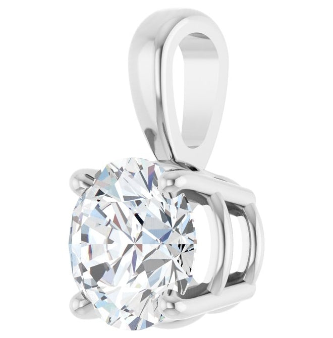 14K Yellow Or White Gold Round  I1, G-H Polished Natural Diamond Solitaire 4-Prong Pendant
