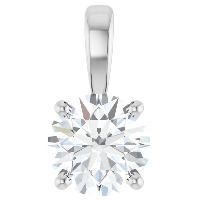 14K Yellow Or White Gold Round  I1, G-H Polished Natural Diamond Solitaire 4-Prong Pendant