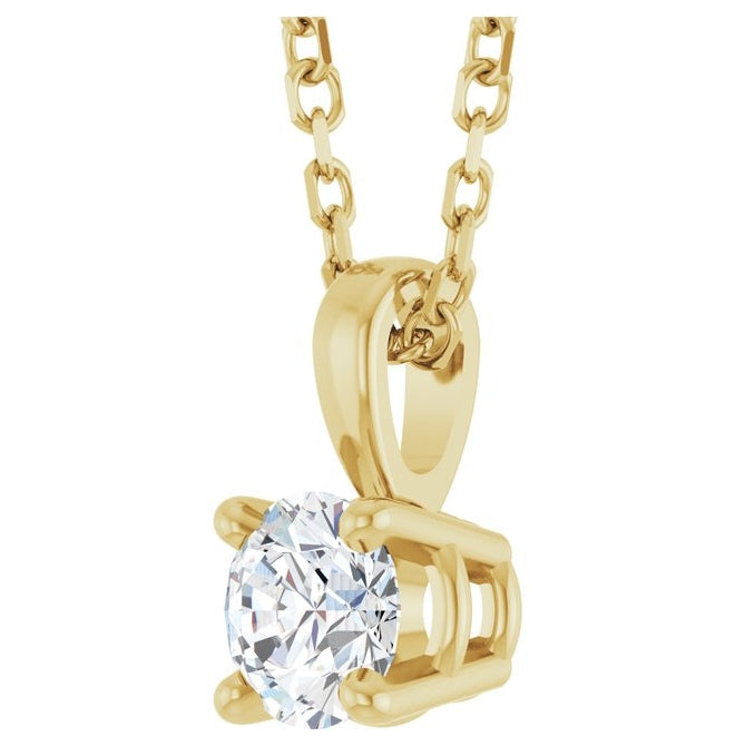 14K Yellow Or White Gold Round  Si1-Si2, G-H Polished Lab-Grown Diamond 18" Necklace 1Mm With Lobster Clasp