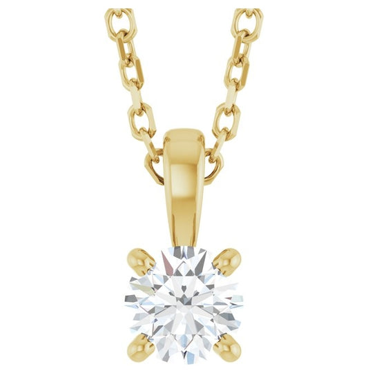 14K Yellow Or White Gold Round  Si1-Si2, G-H Polished Lab-Grown Diamond 18" Necklace 1Mm With Lobster Clasp