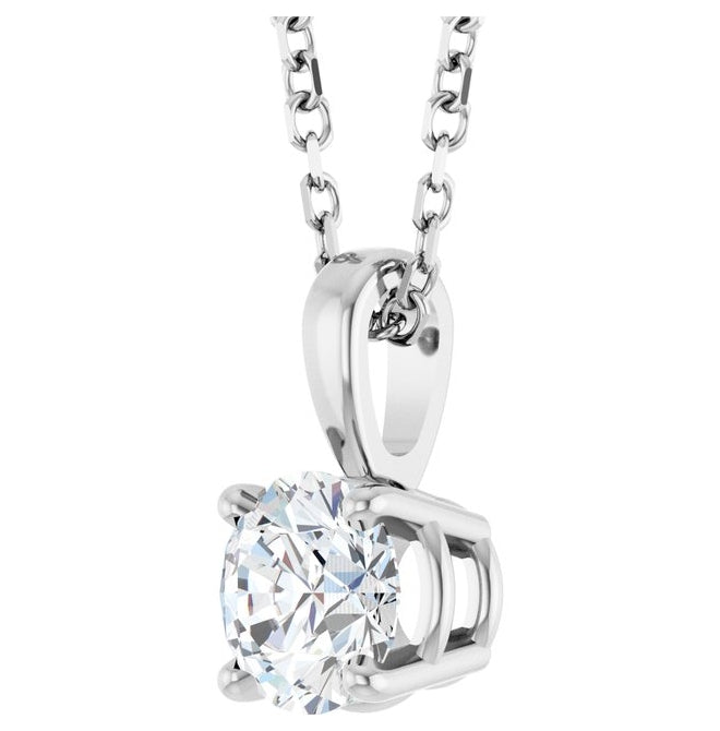 14K Yellow Or White Gold Round I1, G-H Polished Natural Diamond 18" Necklace 1Mm With Spring Ring