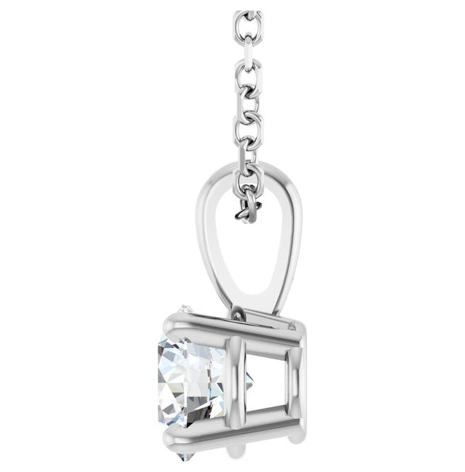 14K Yellow Or White Gold Round I1, G-H Polished Natural Diamond 18" Necklace 1Mm With Spring Ring